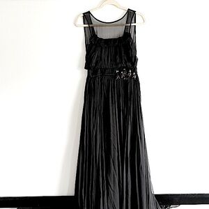 D&G Dolce & Gabbana Black Silk Maxi Dress Size 38 Flawed with Snags throughout